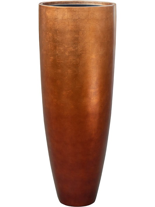 Baq Metallic Silver leaf Plant Pot 90cm Height 27cm Dia Partner Matt Copper (with liner)