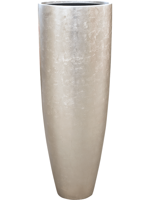 Baq Metallic Silver leaf Plant Pot 90cm Height 27cm Dia Partner Matt Light Champagne (with liner)