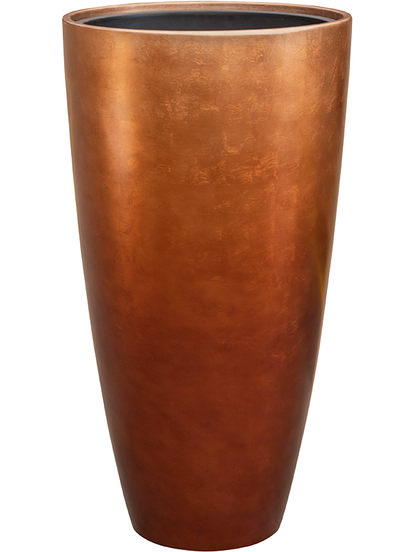 Baq Metallic Silver leaf Plant Pot 75cm Height 33cm Dia Partner Matt Copper (with liner)