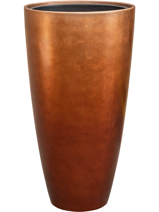Baq Metallic Silver leaf Plant Pot 75cm Height 33cm Dia Partner Matt Copper (with liner)