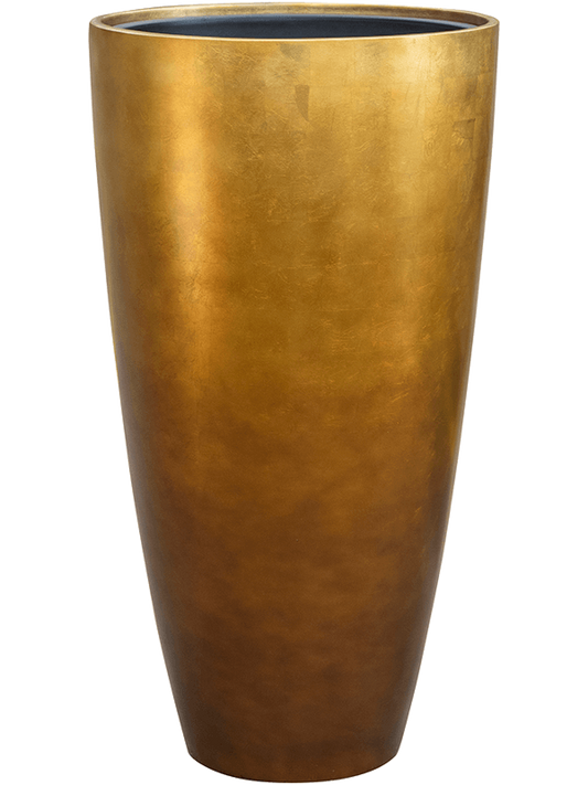 Baq Metallic Silver leaf Plant Pot 75cm Height 33cm Dia Partner Matt Honey (with liner)