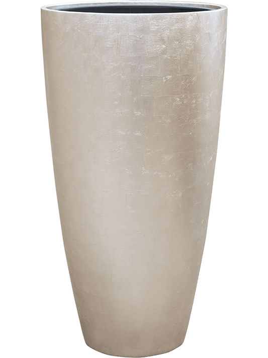 Baq Metallic Silver leaf Plant Pot 75cm Height 33cm Dia Partner Matt Light Champagne (with liner)