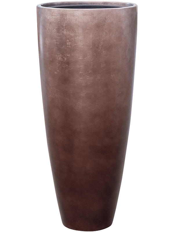 Baq Metallic Silver leaf Plant Pot 90cm Height 33cm Dia Partner Matt Coffee (with liner)