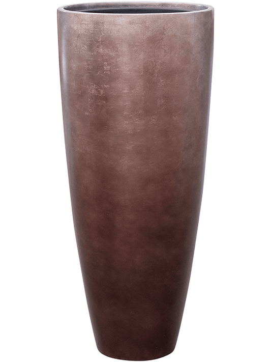 Baq Metallic Silver leaf Plant Pot 90cm Height 33cm Dia Partner Matt Coffee (with liner)