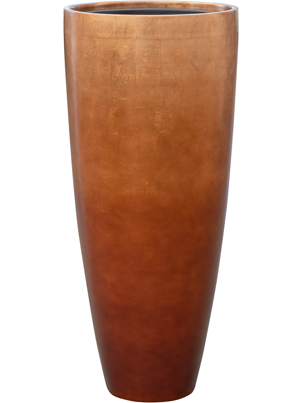 Baq Metallic Silver leaf Plant Pot 90cm Height 33cm Dia Partner Matt Copper (with liner)
