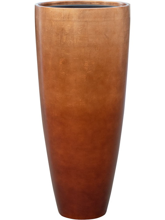 Baq Metallic Silver leaf Plant Pot 90cm Height 33cm Dia Partner Matt Copper (with liner)