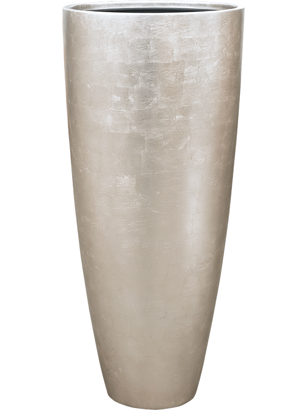 Baq Metallic Silver leaf Plant Pot 90cm Height 33cm Dia Partner Matt Light Champagne (with liner)