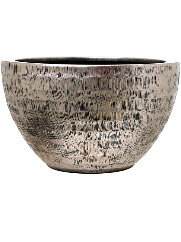 Baq Opus Hammered Plant Pot 27cm Height 30cm Dia Bowl Silver