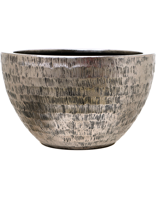 Baq Opus Hammered Plant Pot 27cm Height 30cm Dia Bowl Silver
