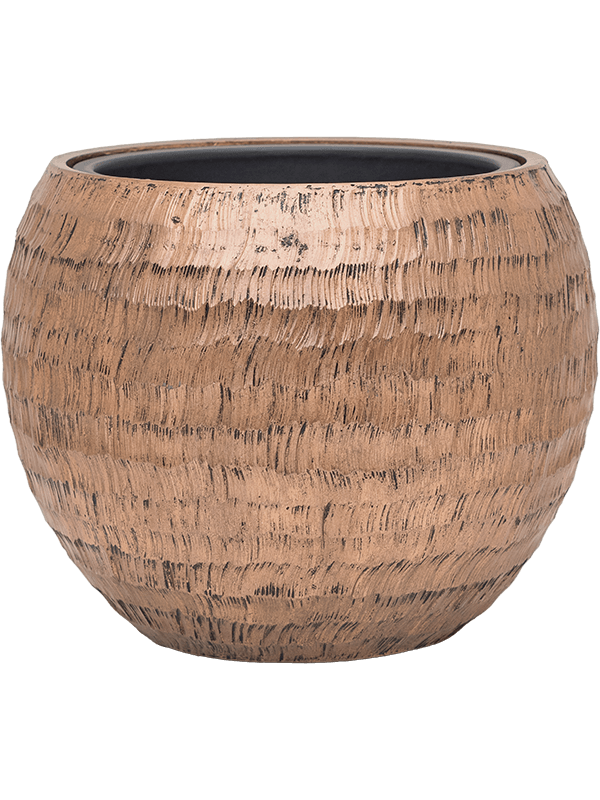 Baq Opus Hammered Plant Pot 32cm Height 27cm Dia Globe Gold (with liner)