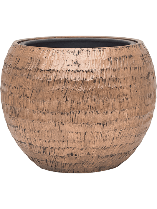Baq Opus Hammered Plant Pot 32cm Height 27cm Dia Globe Gold (with liner)