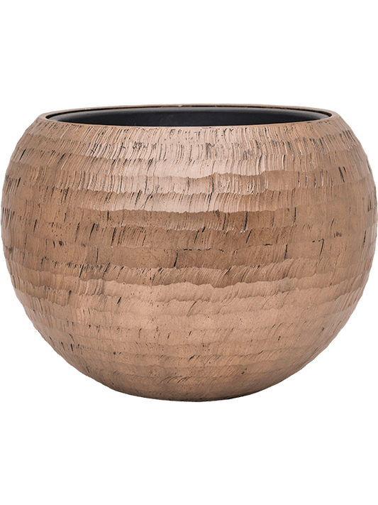 Baq Opus Hammered Plant Pot 43cm Height 41cm Dia Globe Gold (with liner)