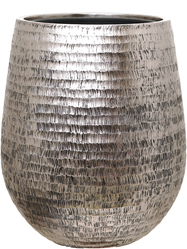 Baq Opus Hammered Plant Pot 69cm Height 38cm Dia Darcy Silver (with liner)