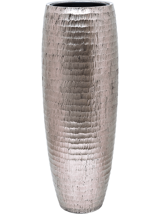 Baq Opus Hammered Plant Pot 97cm Height 24cm Dia Partner Silver (with liner)