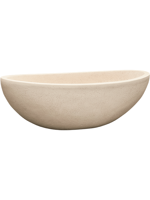 Baq Polystone Plain Plant Pot 13cm Height 18cm Dia Boat Natural
