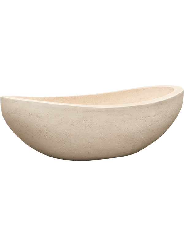 Baq Polystone Plain Plant Pot 18cm Height 31cm Dia Boat Natural