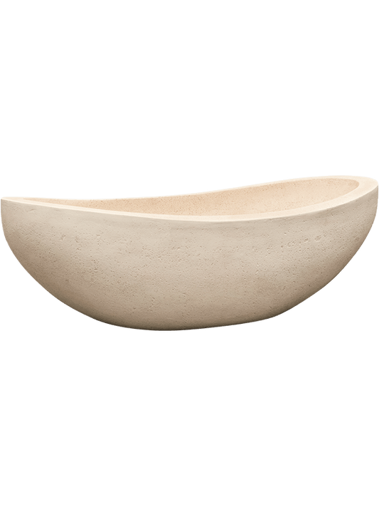 Baq Polystone Plain Plant Pot 18cm Height 31cm Dia Boat Natural