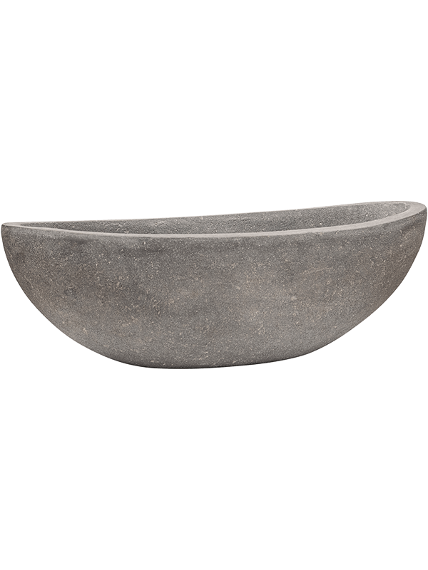 Baq Polystone Plain Plant Pot 18cm Height 31cm Dia Boat Grey