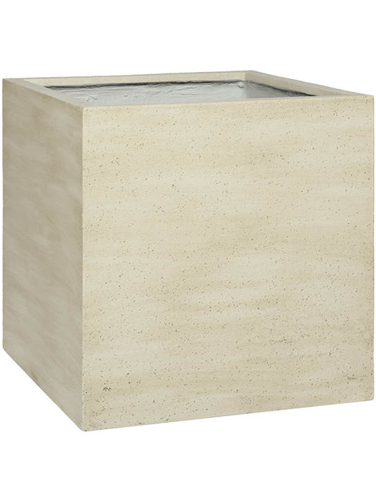 Cement & Stone Plant Pot 50cm Height 44cm Dia Block L Beige Washed
