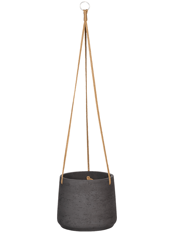 Rough Plant Pot 20cm Height 19cm Dia Patt (hanging) XL Black Washed