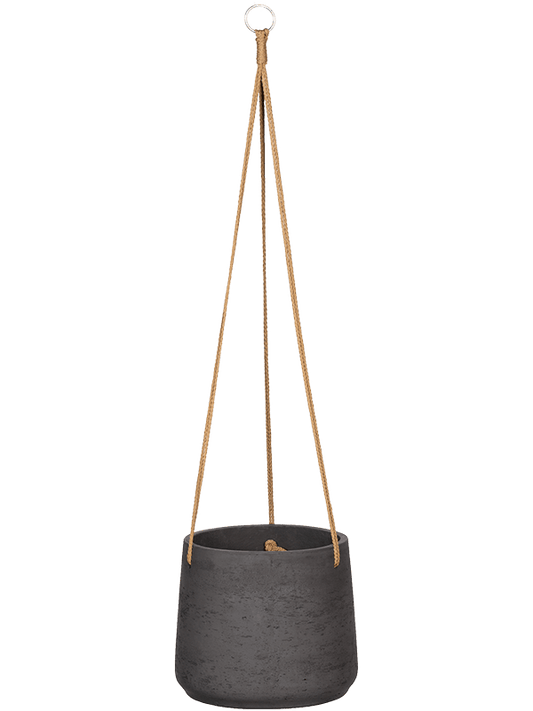 Rough Plant Pot 20cm Height 19cm Dia Patt (hanging) XL Black Washed