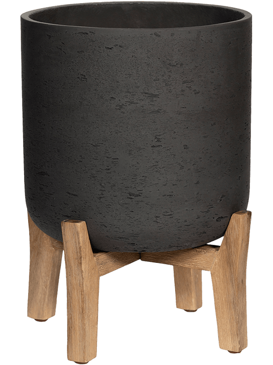 Rough With Feet Low Plant Pot 25cm Height 16cm Dia Charlie M Black Washed