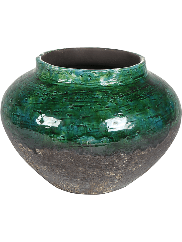 Lindy Plant Pot 20cm Height 14cm Dia Jar Green Black
