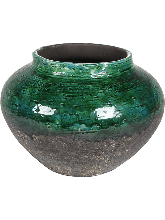 Lindy Plant Pot 20cm Height 14cm Dia Jar Green Black