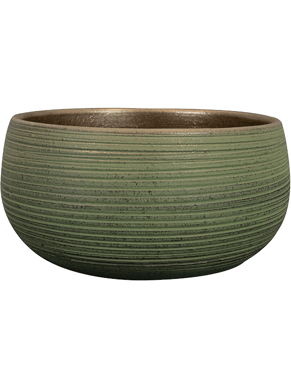 Lydia Plant Pot 13cm Height 26cm Dia Bowl Shiny Green