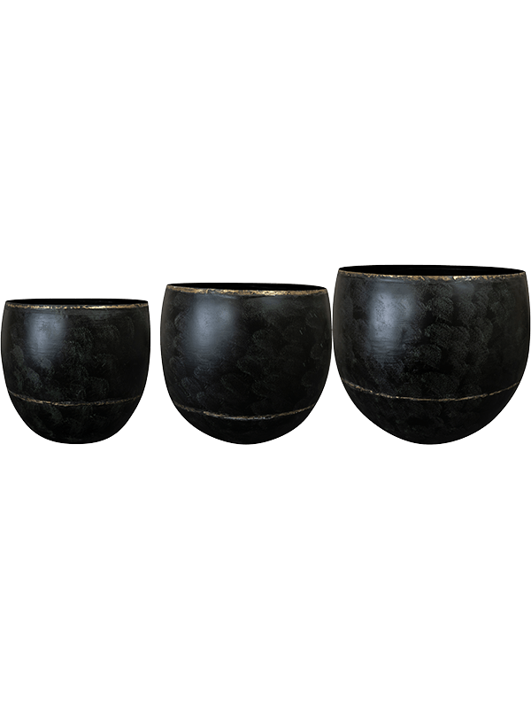 Belia Plant Pot 33cm Dia Pot Vintage Black (set of 3)