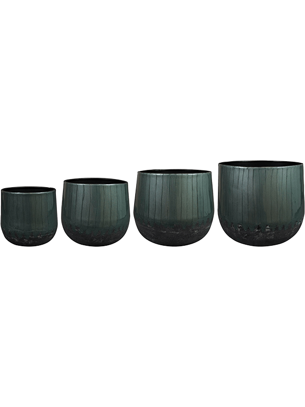 Ninthe Plant Pot 31cm Dia Pot Metallic Green (set of 4)