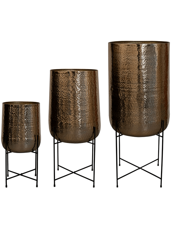 Carly Plant Pot 129cm Dia Pot On Feet Gold (set of 3)