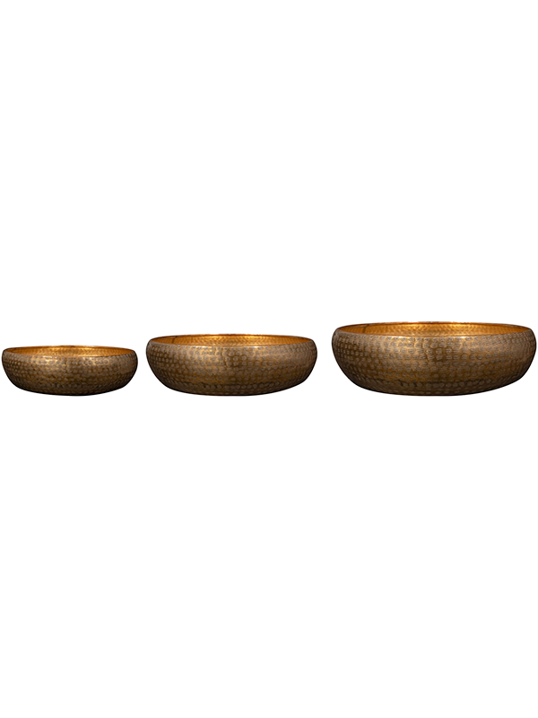 Rowen Plant Pot 13cm Dia Bowl Gold (set of 3)