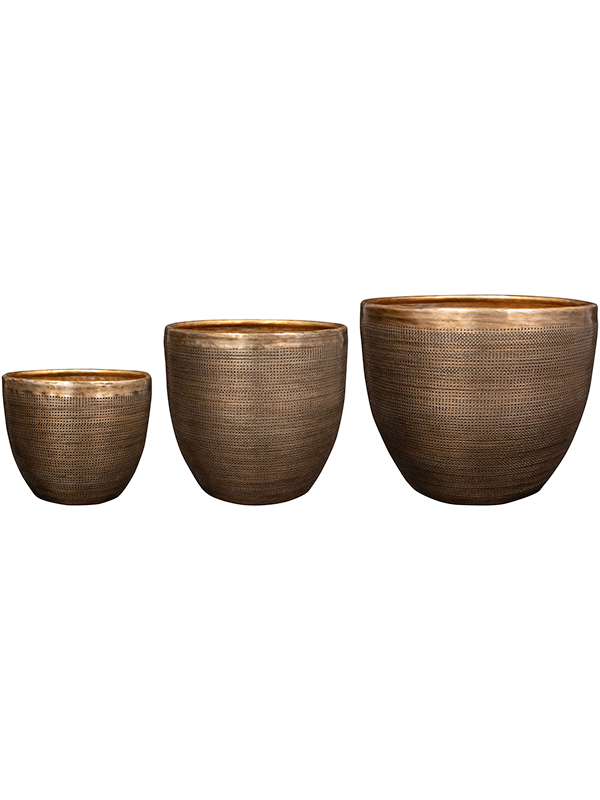 Rowen Plant Pot 16cm Dia Pot Gold (set of 3)