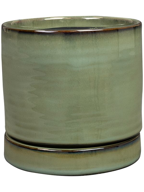 Lana Plant Pot 13cm Height 11cm Dia Pot With Saucer Sea Green