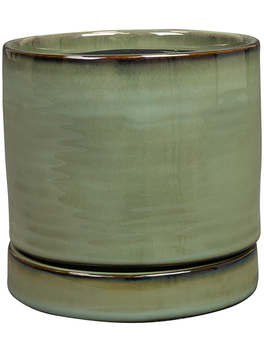 Lana Plant Pot 13cm Height 11cm Dia Pot With Saucer Sea Green