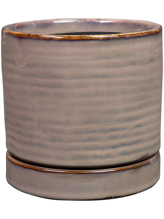 Lana Plant Pot 13cm Height 11cm Dia Pot With Saucer Deep Purple