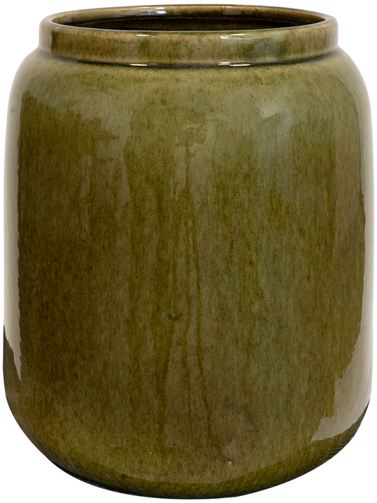 Nine Plant Pot 29cm Height 13cm Dia Pot Tall Olive Green
