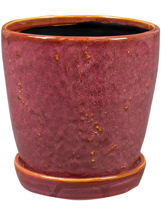 Vivi Plant Pot 14cm Height 12cm Dia Pot With Saucer Cherry