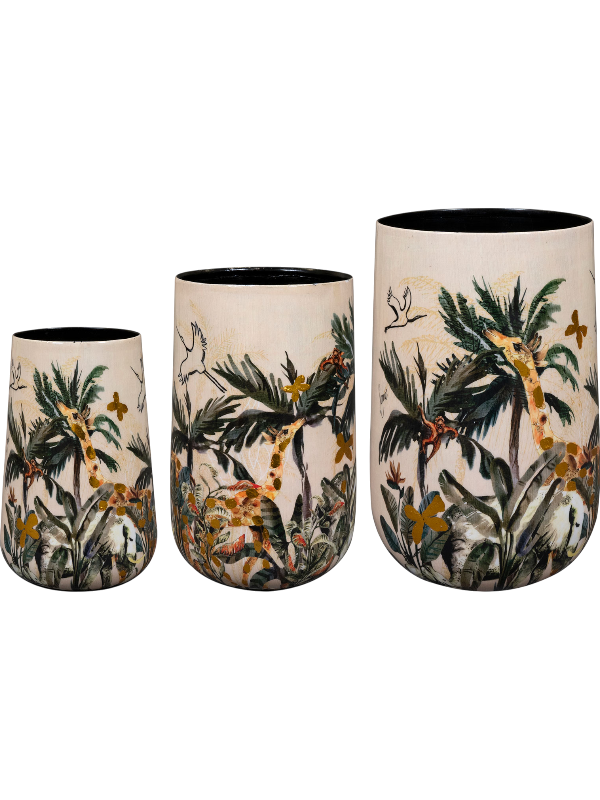 Designed By Lammie Plant Pot 29cm Dia Vase Safari Dream (set of 3)