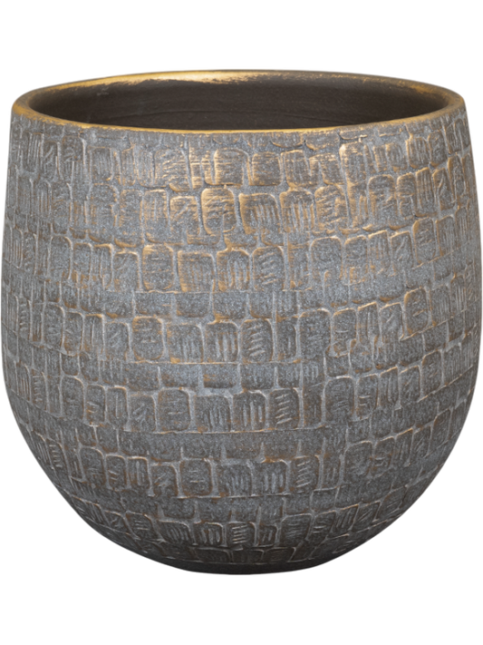 Renzo Plant Pot 13cm Height 12cm Dia Pot Shiny Grey