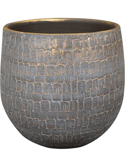 Renzo Plant Pot 28cm Height 24cm Dia Pot Shiny Grey