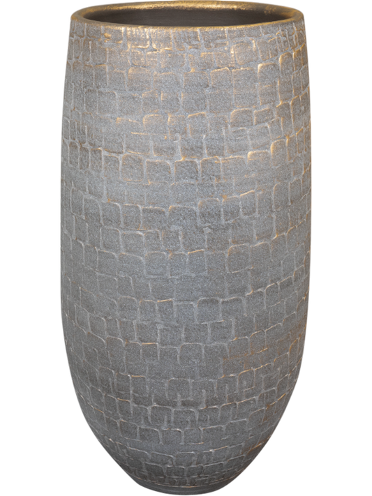 Renzo Plant Pot 50cm Height 21cm Dia Pot Tall Shiny Grey