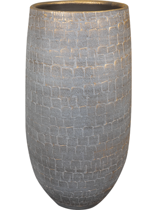 Renzo Plant Pot 68cm Height 24cm Dia Pot Tall Shiny Grey