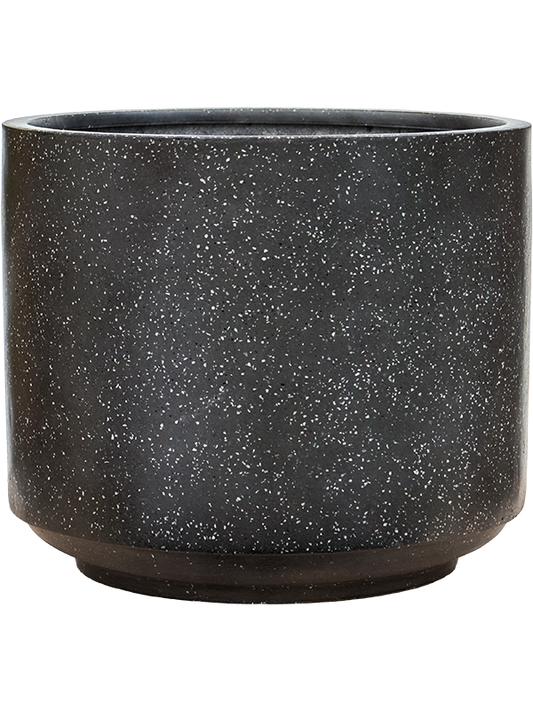 Baq Terrazzo Plant Pot 44cm Height 46cm Dia Cylinder Black