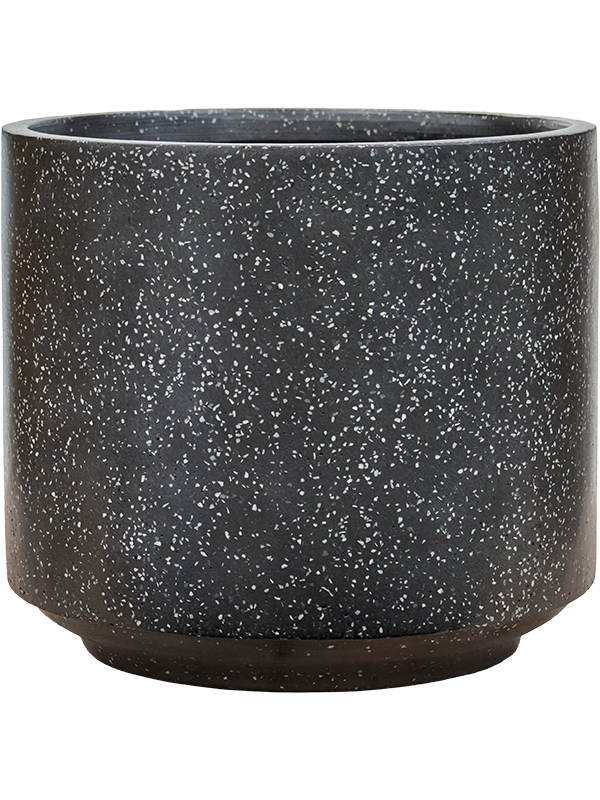 Baq Terrazzo Plant Pot 32cm Height 32cm Dia Cylinder Black