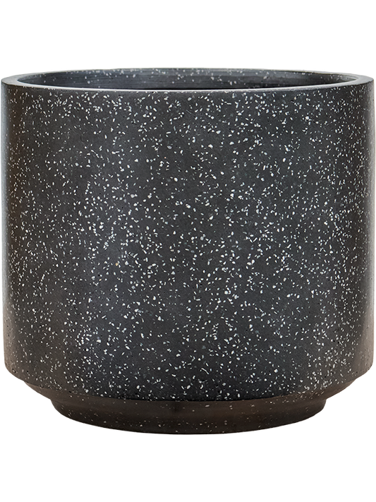 Baq Terrazzo Plant Pot 32cm Height 32cm Dia Cylinder Black