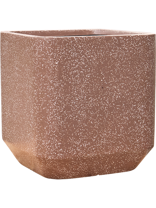 Baq Terrazzo Plant Pot 46cm Height 38cm Dia Rounded Cube Mocha