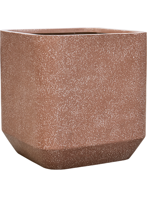 Baq Terrazzo Plant Pot 56cm Height 48cm Dia Rounded Cube Mocha