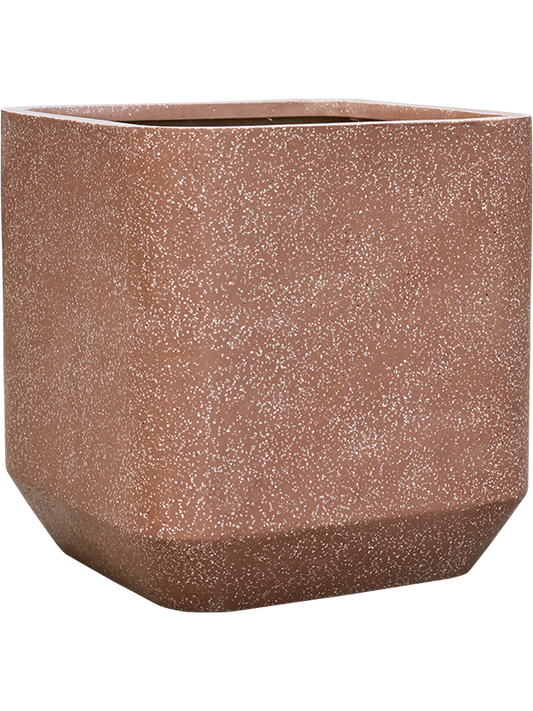 Baq Terrazzo Plant Pot 56cm Height 48cm Dia Rounded Cube Mocha